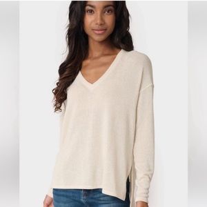 V-Neck Shimmer Tunic with High Low Hem